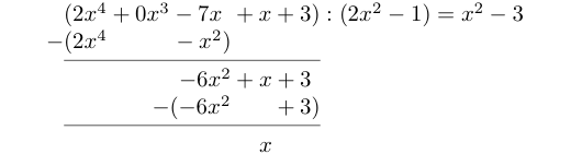 Polynomdivisjonen som inngår i eksempel 2